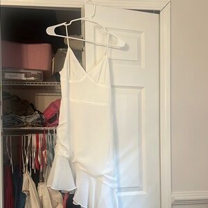 Super down white ruffle dress